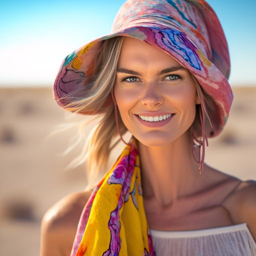 colorful desert: a portrait of a woman against a indian desert background.