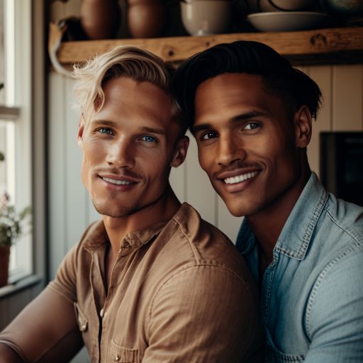 Portrait of a gay couple at home