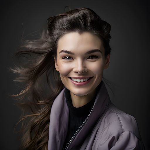 Woman smiling in gray studio headshot