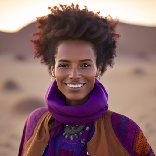 colorful desert: a portrait of a woman against a desert background.