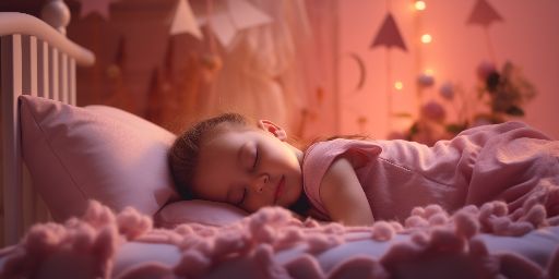 Baby sleeping  in pink room
