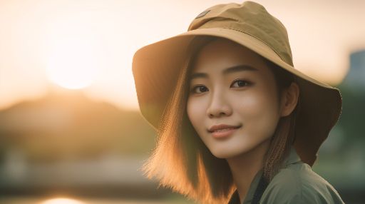 Asian woman in nature - close-up shot