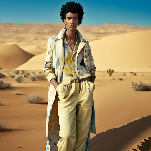 Fashion portrait: woman in sahara dunes