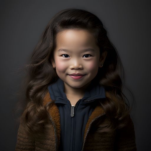 Asian child smiling confidently in studio headshot