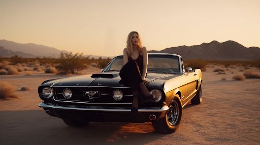 Fashion shoot with vintage car