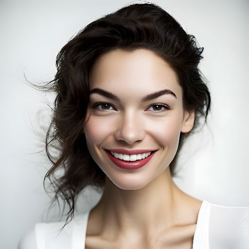 Smiling 20-something woman in studio portrait on white background.
