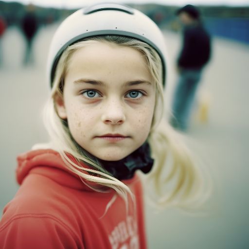 9-year-old girl skating in skate park