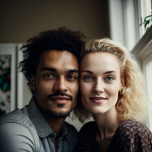 Couple smiling in living room: a moment captured
