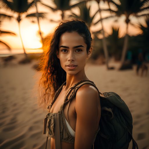 Portrait of a Young South American Woman at a Tropical Beach