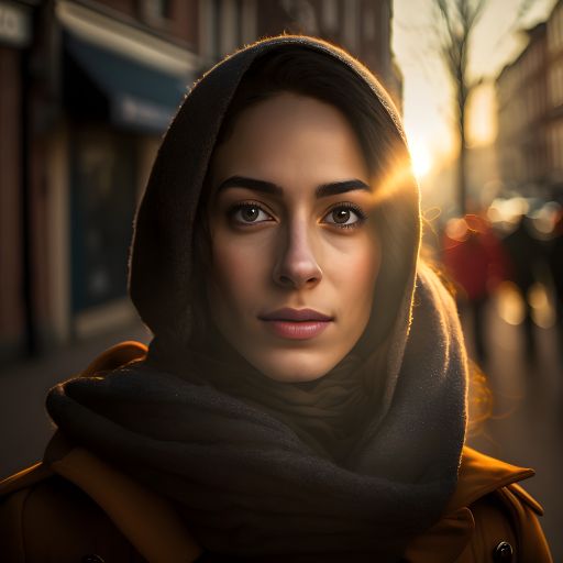 Portrait of a Turkish Woman in a Headscarf on the Streets