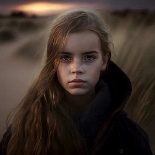 Portrait of a Girl in a Winter Jacket at the Dunes