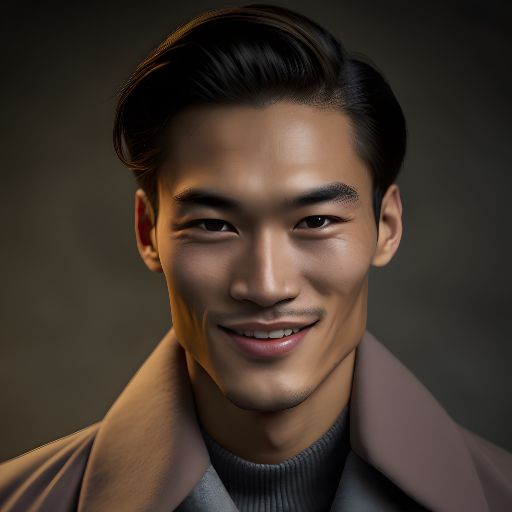 Asian man on gray studio background