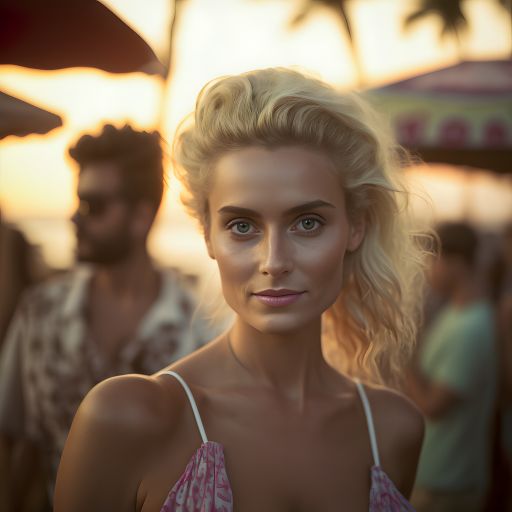 Woman at a tropical beach party