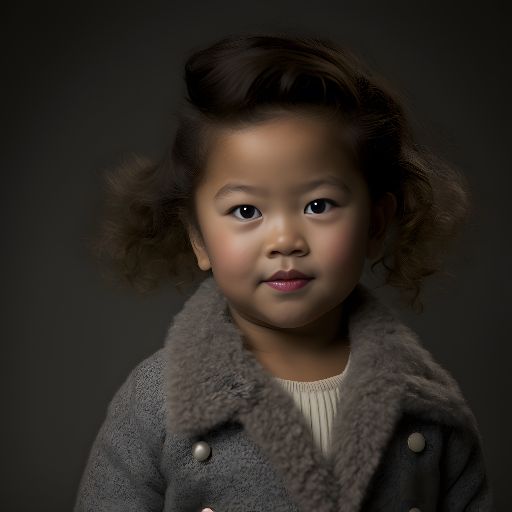 Asian child confidently poses for studio headshot.