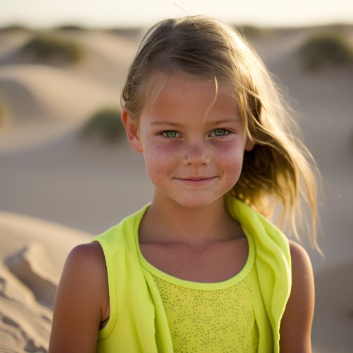 colorful desert: portrait of girl on desert background