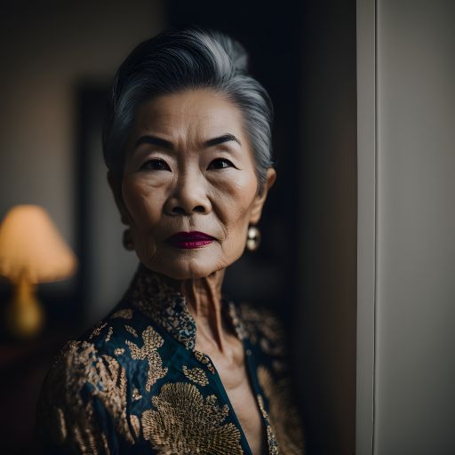 Portrait of an elderly asian woman at home