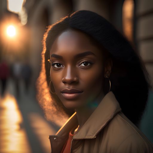 A Beautiful African Woman Walking London's Streets at Dusk