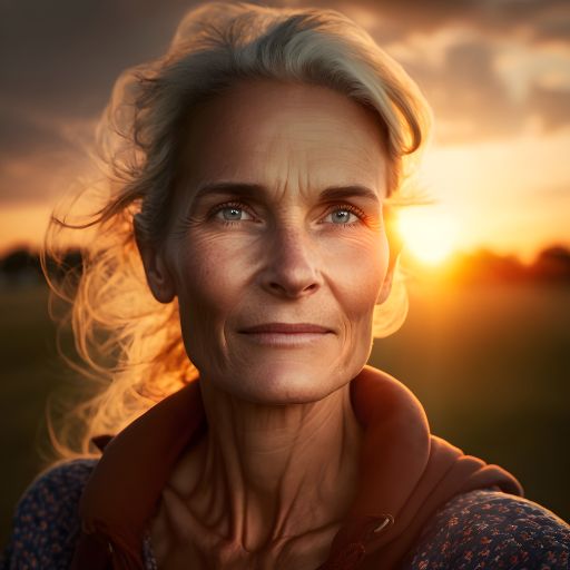 Glow of the Dutch Countryside: A Cinematic Portrait of a Beautiful 40-Year-Old Woman