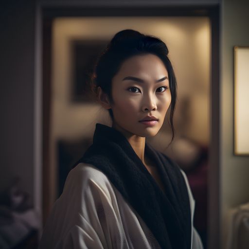 Asian woman in a cozy indoor portrait