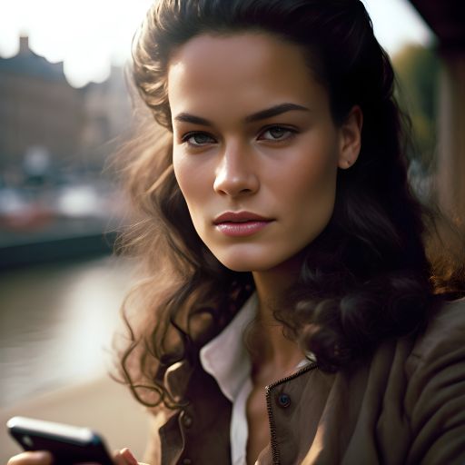 Modern Connectivity: A Young European Woman's Portrait in Amsterdam