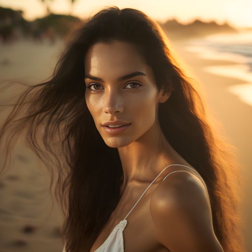 Portrait of a Young South American Woman at a Tropical Beach