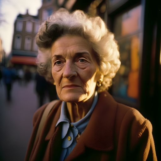 Smiling Elderly Woman on the Street: A Portrait Photography