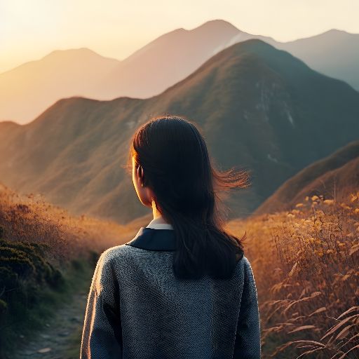 Portrait of young asian woman in nature with mountains