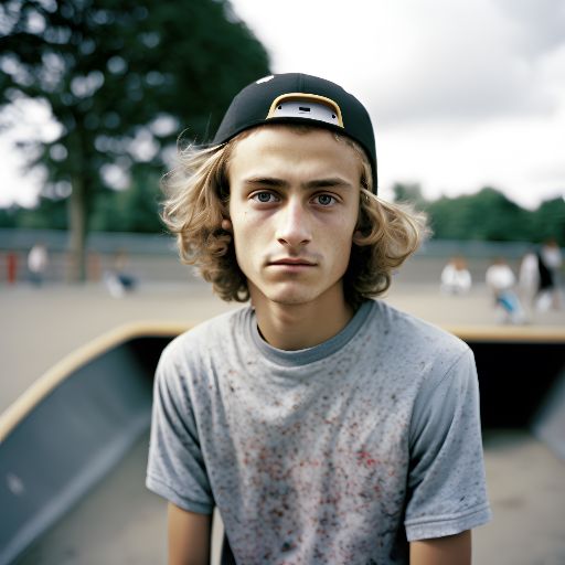 21-year-old man at skate park.