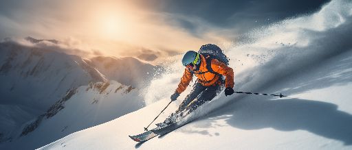 professional woman skier in action, alpine mountains