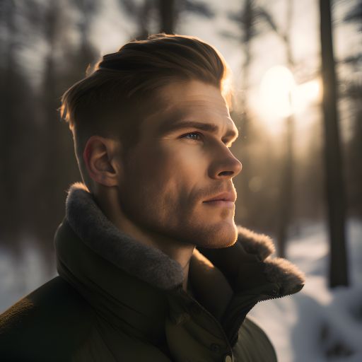Portrait of a Man in a Snowy Scandinavian Forest