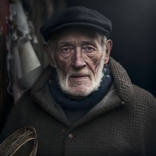 Depth of Field: Cinematic Portrait of an Old Fisherman Wearing a Beret