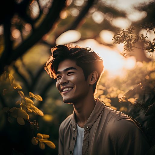 Young man in Taiwan, surrounded by nature