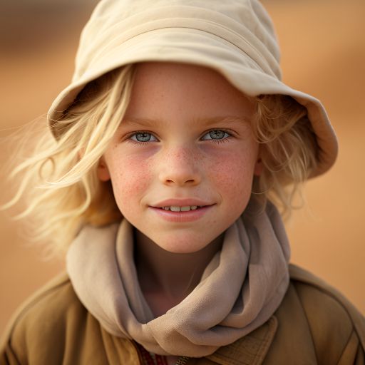 Portrait of smiling boy in sahara desert, travel vacation