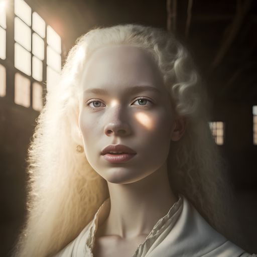Albino Girl in 17th Century Warehouse: A Portrait