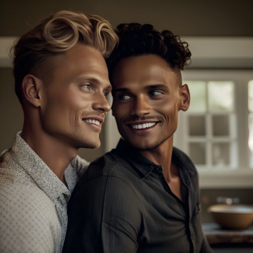 Portrait of gay couple at home