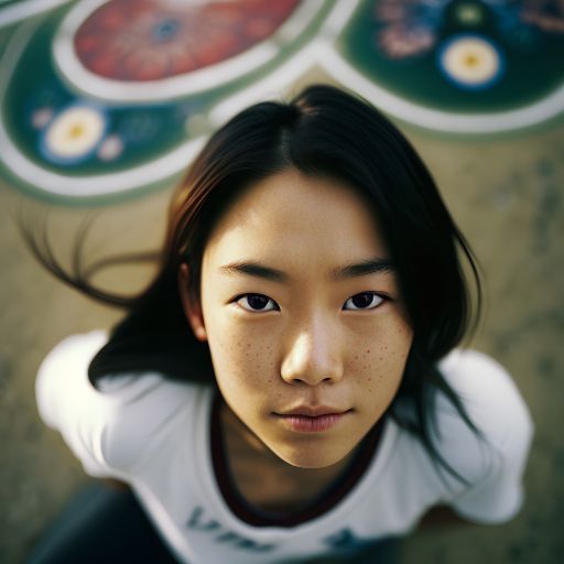 Portrait of a asian teen girl at skate park