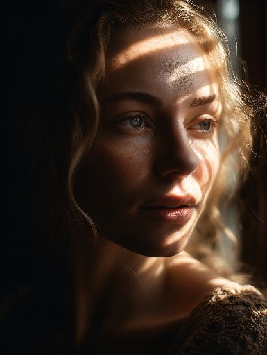 Close-up of woman's skin in filtered light