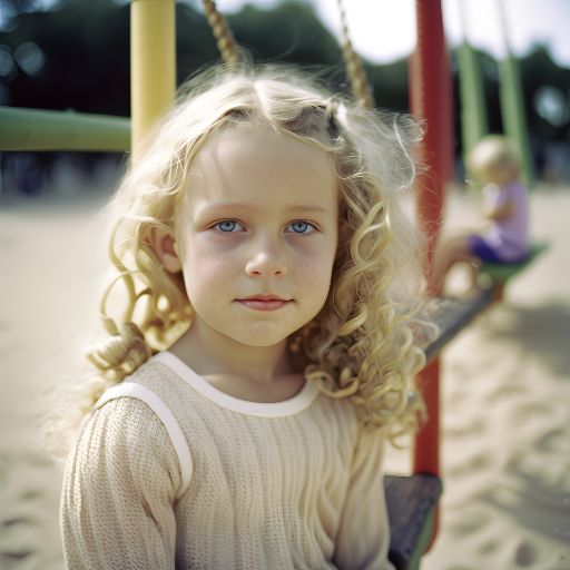 Photo portrait of a 6 years old girl at playground