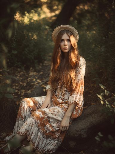 Hippie inspired fashion in nature: outdoor photoshoot