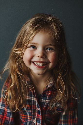 happy girl in studio portrait