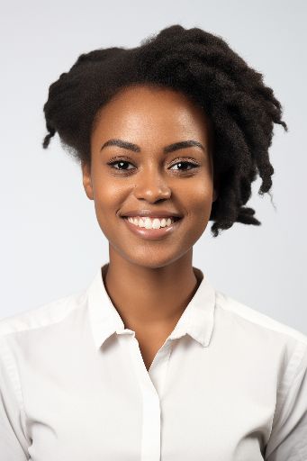 Studio portrait of smiling 20yo african woman in black top
