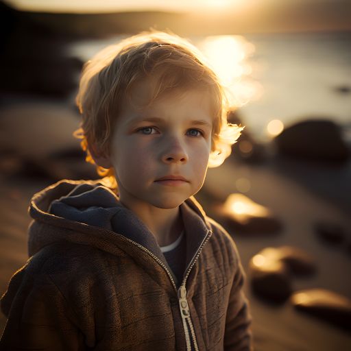 Portrait of a boy at the sea in Sweden