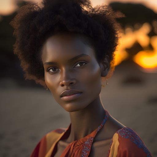 Portrait of a Young African Woman at the Beach