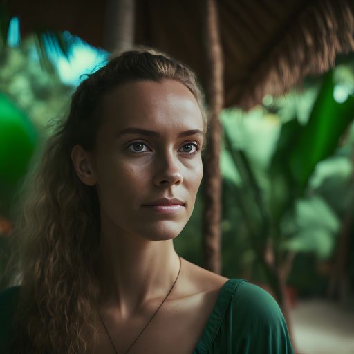 Portrait of a Young Woman at a Tropical Destination