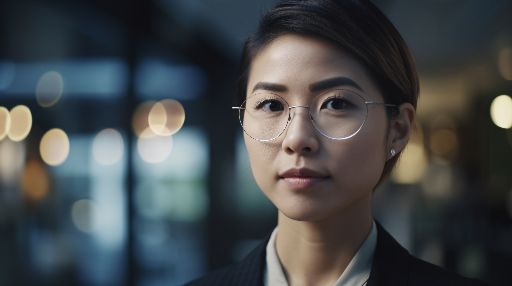 close up asian female startup owner inside modern office