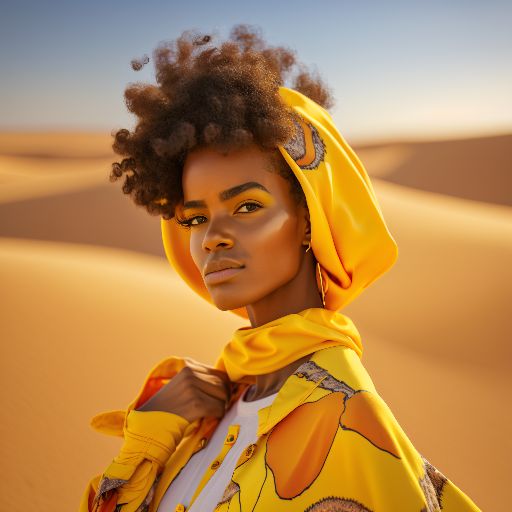 colorful desert: a portrait of a woman against a desert background.
