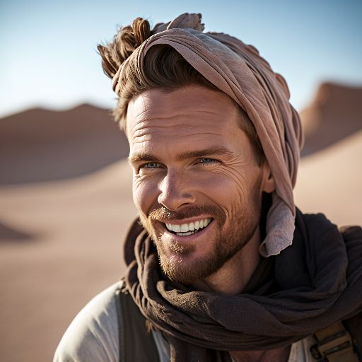 Man in desert: fashion shoot with arabic motifs