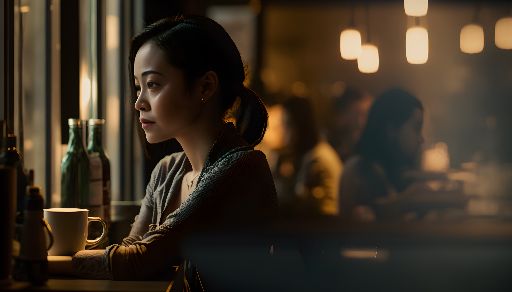 Asian woman at a coffee bar
