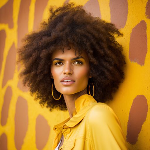 colorful desert: a portrait of a woman against a yellow wall.