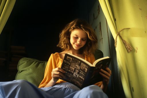 Girl immersed in book